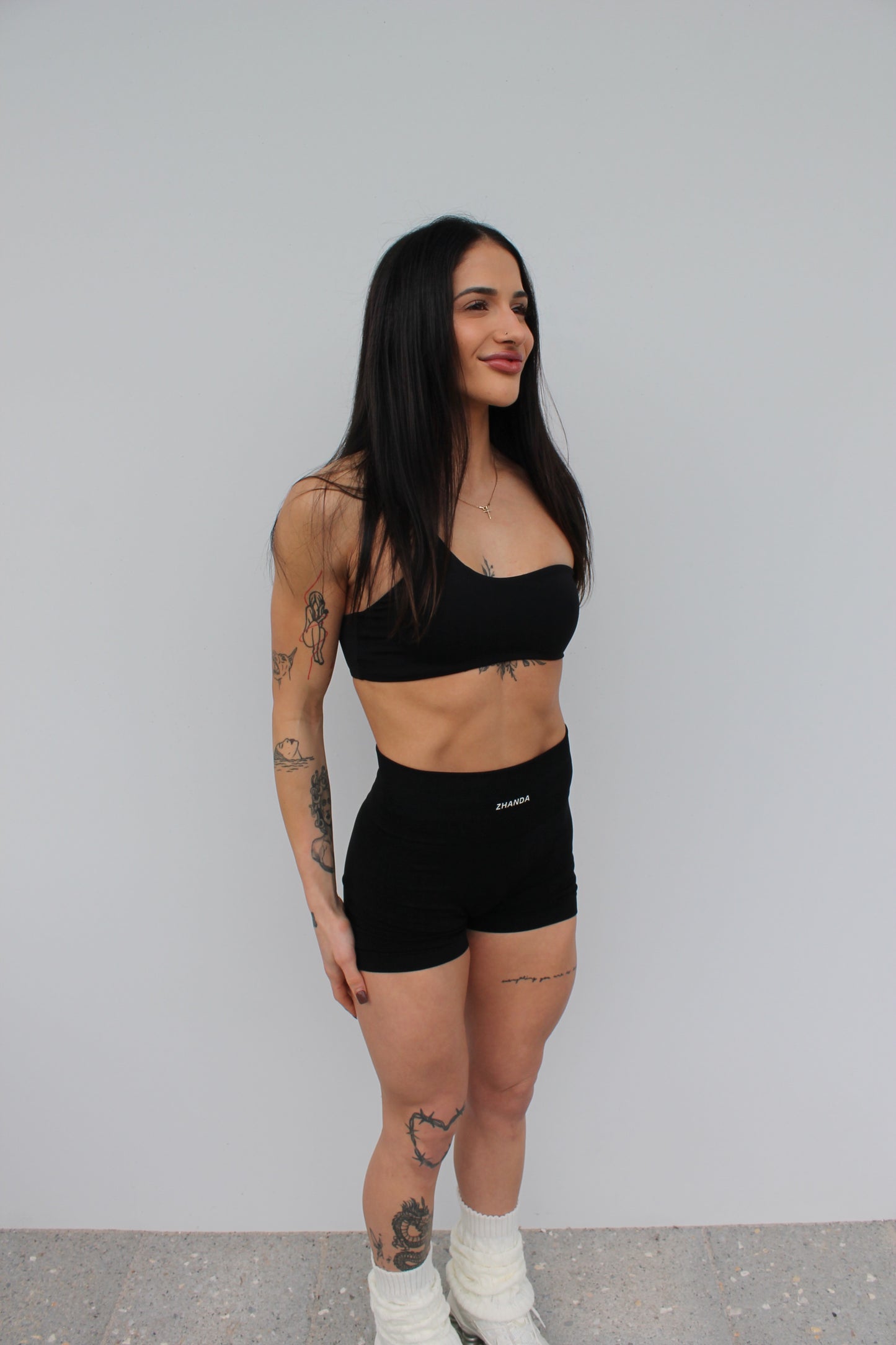 Swerve One Shoulder Crop - Black