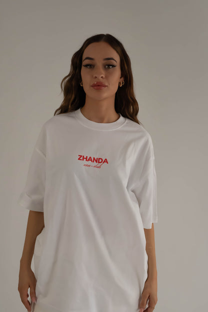 Zhanda Tee - White & Red - Unisex