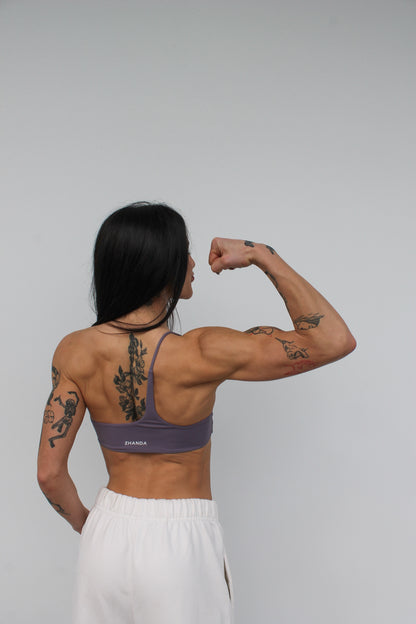 Swerve One Shoulder Crop - Purple Taupe