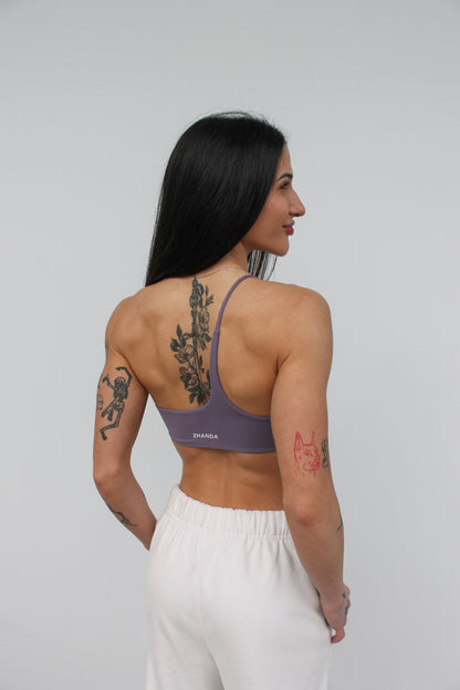 Swerve One Shoulder Crop - Purple Taupe