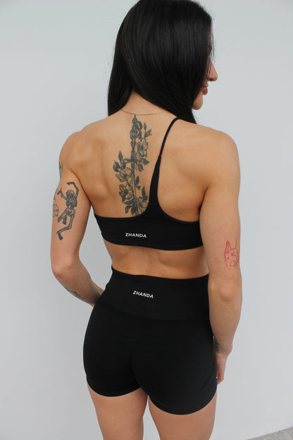 Swerve One Shoulder Crop - Black