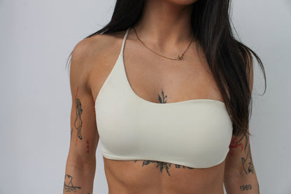 Swerve One Shoulder Crop - Oat Milk