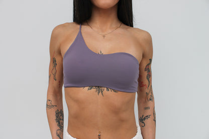 Swerve One Shoulder Crop - Purple Taupe