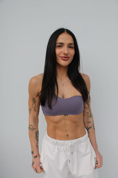 Swerve One Shoulder Crop - Purple Taupe