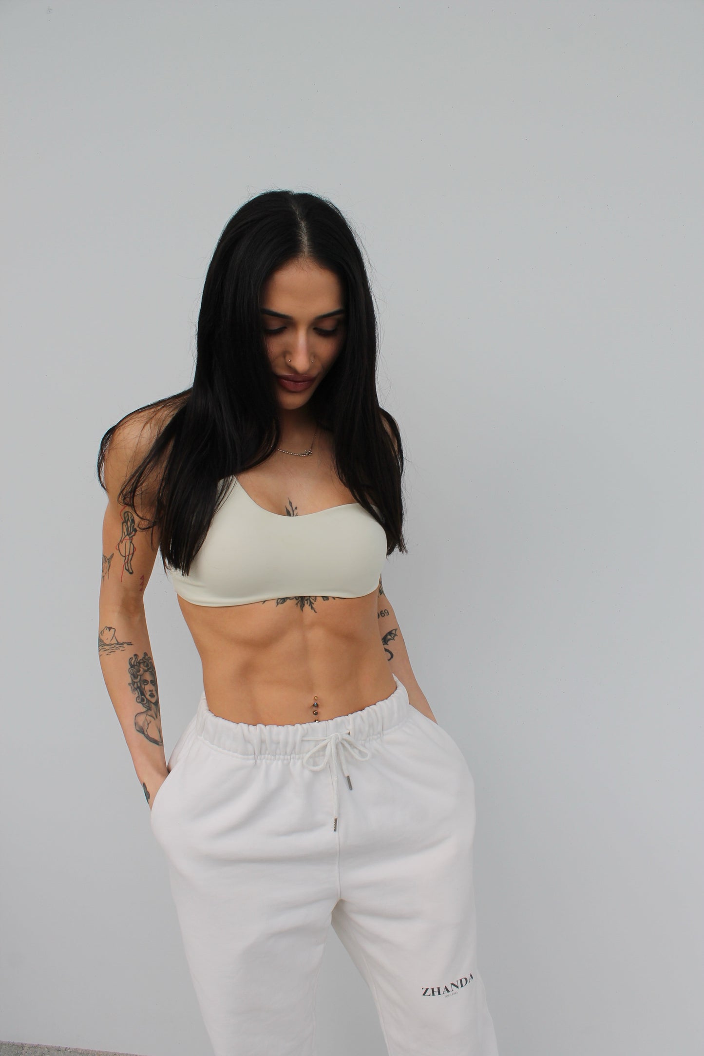 Swerve One Shoulder Crop - Oat Milk