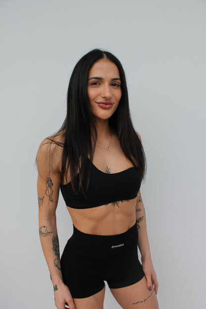 Swerve One Shoulder Crop - Black