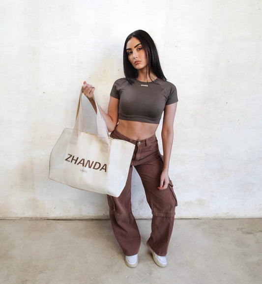 Zhanda Cropped Tee - Mocha Brown