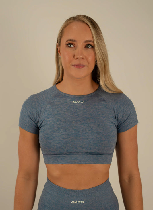 Zhanda Cropped Tee - Blue Grey