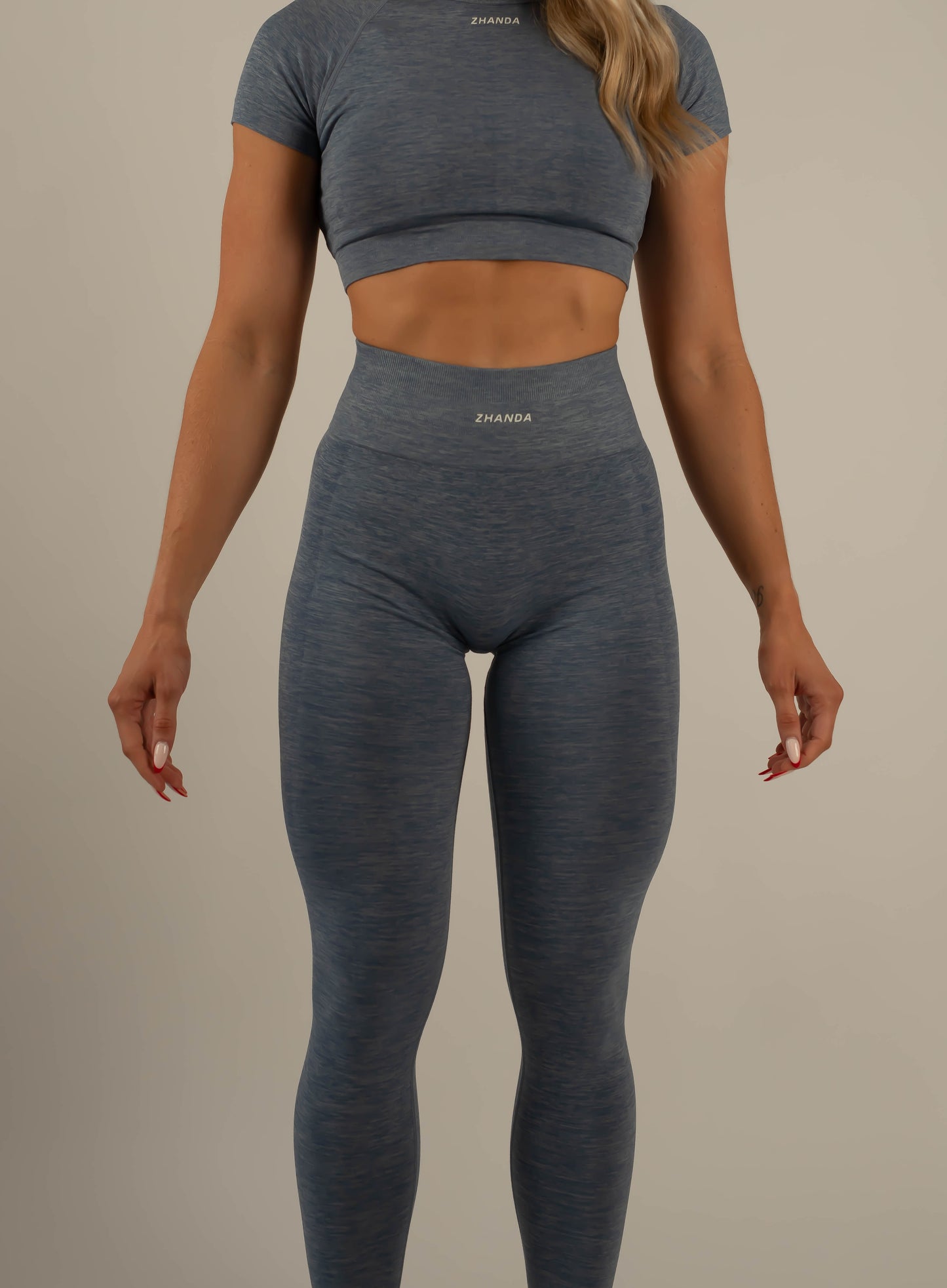 Zhanda Scrunch Leggings - Blue Grey