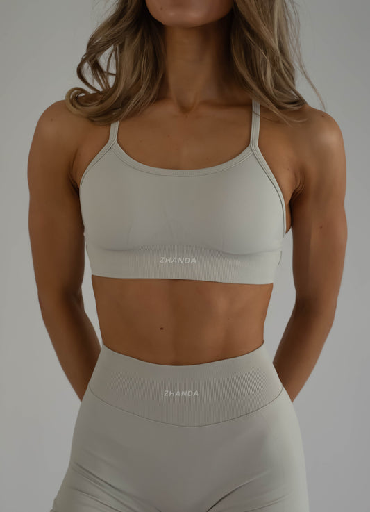 Vee Cross Over Crop - Pearl Grey