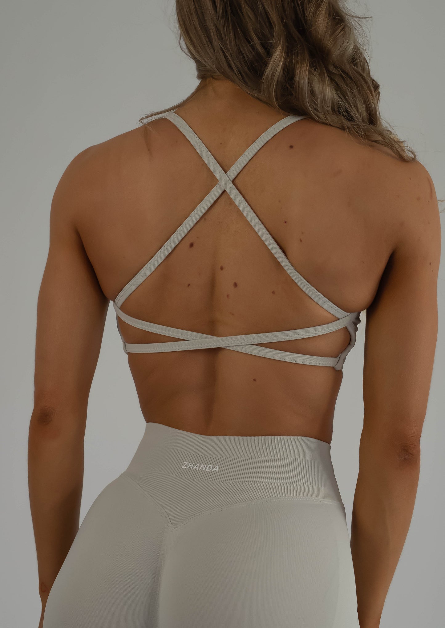 Vee Cross Over Crop - Pearl Grey