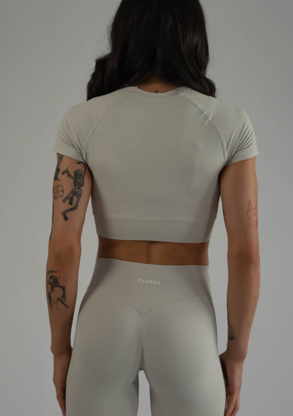 Vee Cropped Tee - Pearl Grey