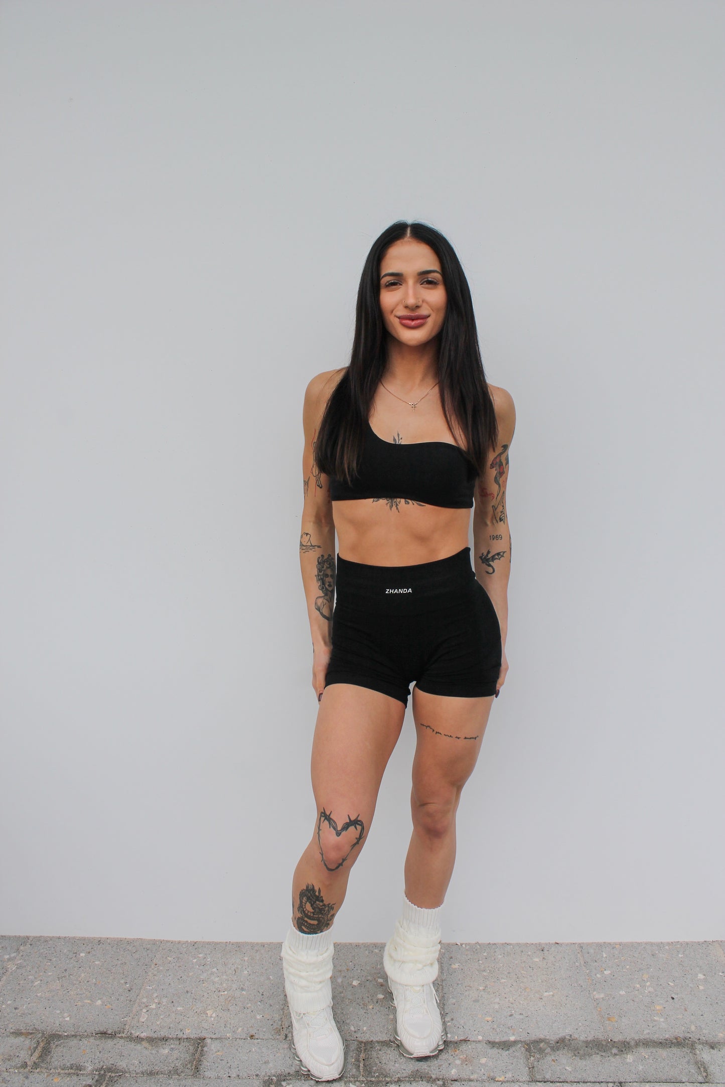 Swerve One Shoulder Crop - Black