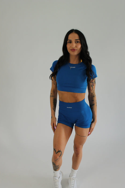 Zhanda Cropped Tee - Cobalt Blue
