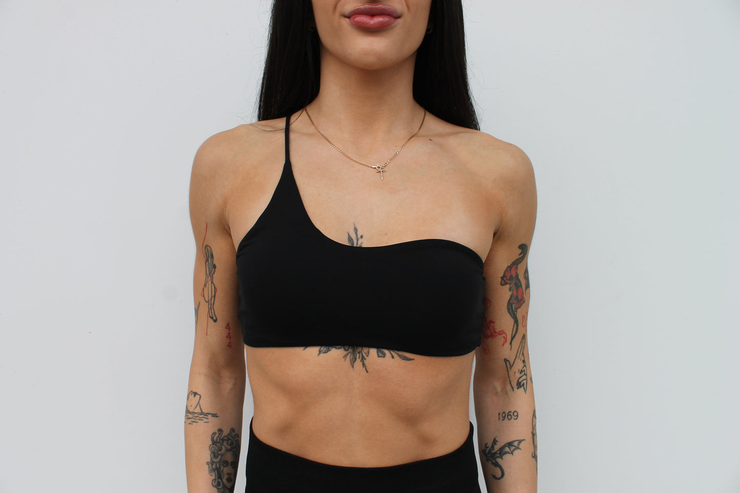 Swerve One Shoulder Crop - Black