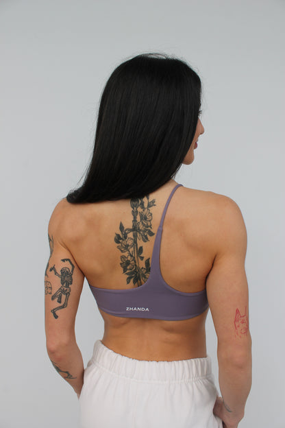 Swerve One Shoulder Crop - Purple Taupe